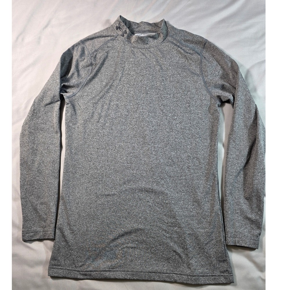 Under Armour ColdGear Armour Fitted Mock Long Sleeve Shirt Men Small Gray